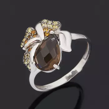 Кольцо раухтопаз огранка (серебро 925 пр.) размер 17,5