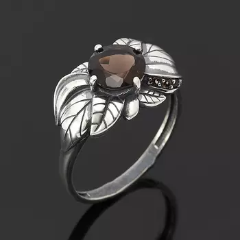 Кольцо раухтопаз огранка (серебро 925 пр.) размер 17,5