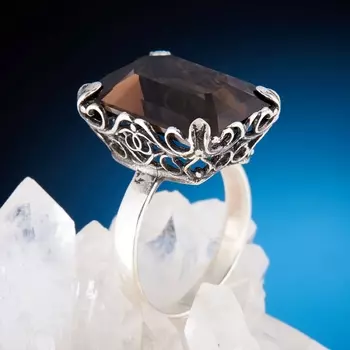 Кольцо раухтопаз огранка (серебро 925 пр.) размер 17