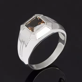 Кольцо раухтопаз огранка (серебро 925 пр.) размер 19