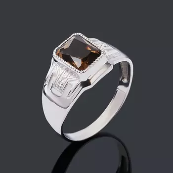 Кольцо раухтопаз огранка (серебро 925 пр.) размер 20,5