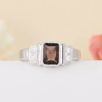 Кольцо раухтопаз огранка (серебро 925 пр.) размер 21