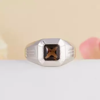 Кольцо раухтопаз огранка (серебро 925 пр.) размер 21