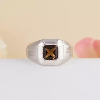 Кольцо раухтопаз огранка (серебро 925 пр.) размер 19