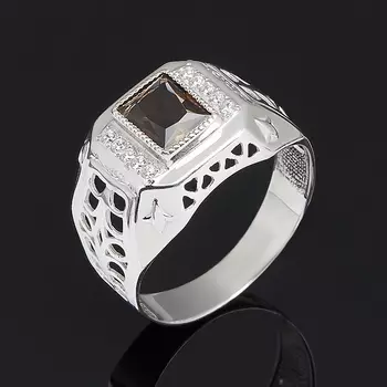 Кольцо раухтопаз огранка (серебро 925 пр.) размер 21