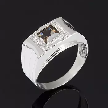 Кольцо раухтопаз огранка (серебро 925 пр.) размер 19,5