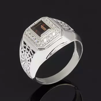 Кольцо раухтопаз огранка (серебро 925 пр.) размер 20