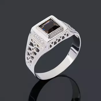 Кольцо раухтопаз огранка (серебро 925 пр.) размер 20