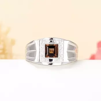 Кольцо раухтопаз огранка (серебро 925 пр.) размер 21