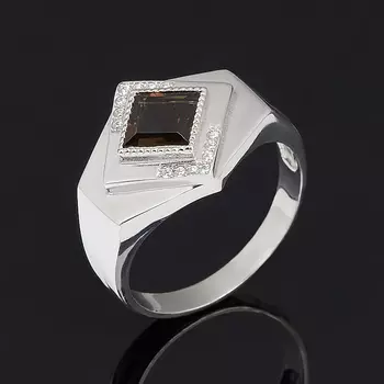 Кольцо раухтопаз огранка (серебро 925 пр.) размер 18,5