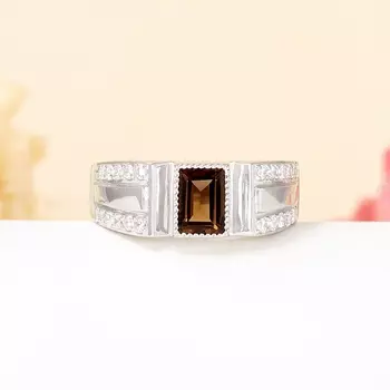 Кольцо раухтопаз огранка (серебро 925 пр.) размер 21