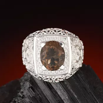 Кольцо раухтопаз огранка (серебро 925 пр.) размер 21,5