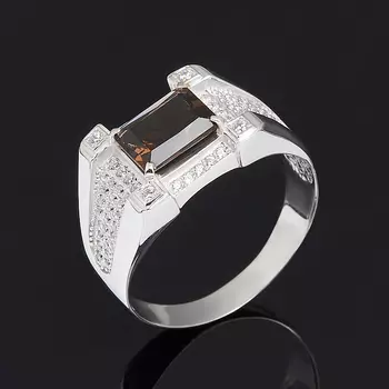 Кольцо раухтопаз огранка (серебро 925 пр.) размер 22,5