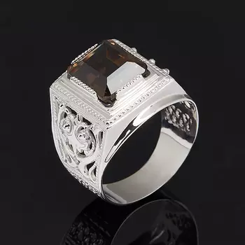 Кольцо раухтопаз огранка (серебро 925 пр.) размер 21