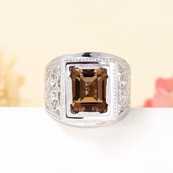 Кольцо раухтопаз огранка (серебро 925 пр.) размер 21