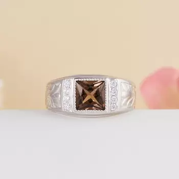 Кольцо раухтопаз огранка (серебро 925 пр.) размер 19,5