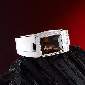 Кольцо раухтопаз огранка (серебро 925 пр.) размер 20,5