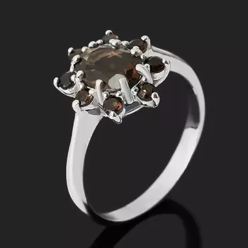 Кольцо раухтопаз огранка (серебро 925 пр.) размер 17