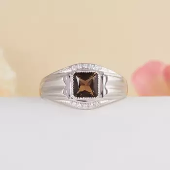 Кольцо раухтопаз огранка (серебро 925 пр.) размер 22,5