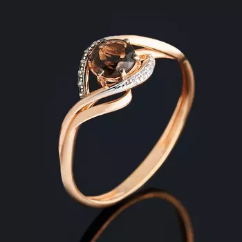 Кольцо раухтопаз огранка (серебро 925 пр., позолота) размер 17,5