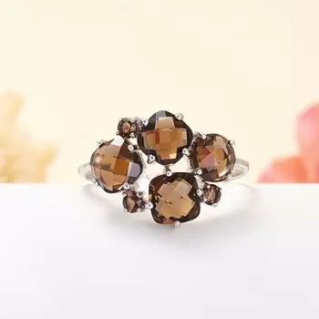 Кольцо раухтопаз огранка (серебро 925 пр.) размер 17,5