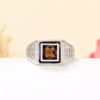 Кольцо раухтопаз огранка (серебро 925 пр.) размер 21