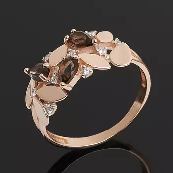 Кольцо раухтопаз (серебро 925 пр. позолота) огранка размер 17,5