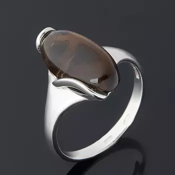 Кольцо раухтопаз (серебро 925 пр. родир. бел.) размер 17,5