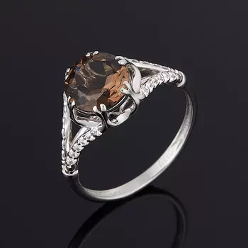 Кольцо раухтопаз (серебро 925 пр. родир. бел.) огранка размер 17,5