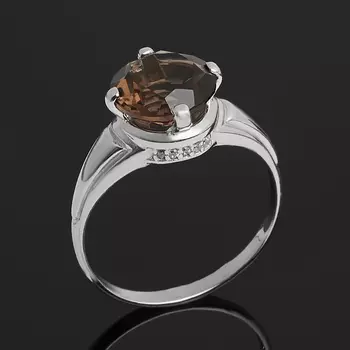 Кольцо раухтопаз (серебро 925 пр. родир. бел.) огранка размер 17,5