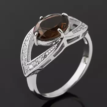 Кольцо раухтопаз (серебро 925 пр. родир. бел.) огранка размер 17