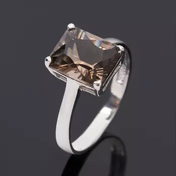 Кольцо раухтопаз (серебро 925 пр. родир. бел.) огранка размер 18,5