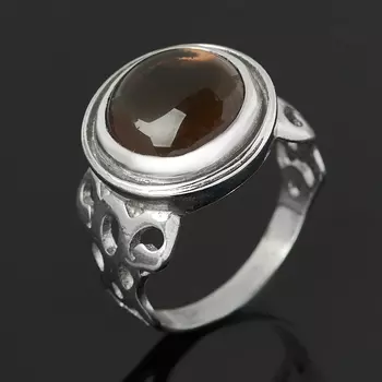 Кольцо раухтопаз (серебро 925 пр. родир. бел.) размер 18