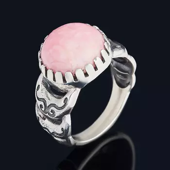 Кольцо родохрозит (серебро 925 пр. оксидир.) размер 17