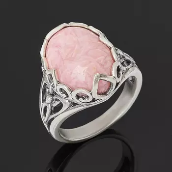 Кольцо родохрозит (серебро 925 пр. оксидир.) размер 18