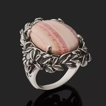 Кольцо родохрозит (серебро 925 пр. оксидир.) размер 17,5