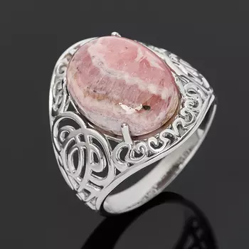 Кольцо родохрозит (серебро 925 пр. родир. бел.) размер 18,5