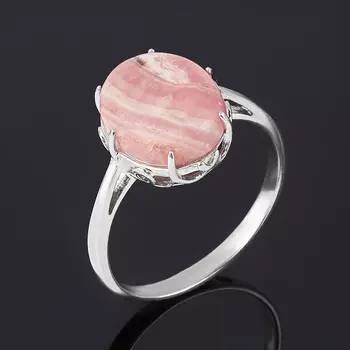 Кольцо родохрозит (серебро 925 пр. родир. бел.) размер 18