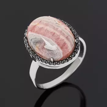 Кольцо родохрозит (серебро 925 пр. родир. бел.) размер 18