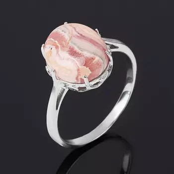 Кольцо родохрозит (серебро 925 пр. родир. бел.) размер 18,5