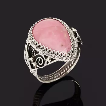 Кольцо родонит (нейзильбер) размер 17