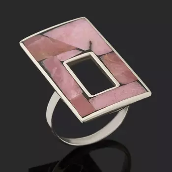 Кольцо родонит (нейзильбер) размер 17,5