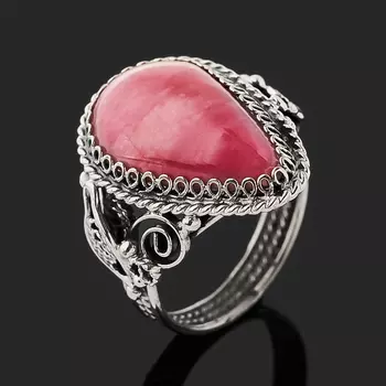 Кольцо родонит (нейзильбер) размер 18