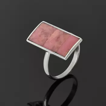 Кольцо родонит (нейзильбер) размер 18