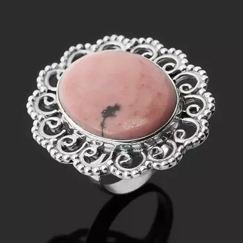 Кольцо родонит (серебро 925 пр. оксидир.) размер 17