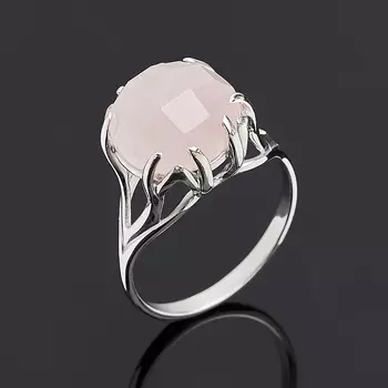 Кольцо розовый кварц огранка (серебро 925 пр.) размер 18