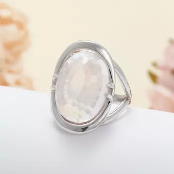 Кольцо розовый кварц огранка (серебро 925 пр.) размер 17,5