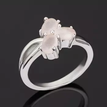 Кольцо розовый кварц (серебро 925 пр.) размер 17,5