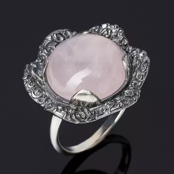 Кольцо розовый кварц (серебро 925 пр. оксидир.) размер 18