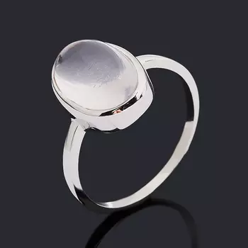 Кольцо розовый кварц (серебро 925 пр. родир. бел.) размер 18